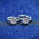 Pendientes de aro pequeños de moissanita de 1,0 quilates, pendientes de aro de diamante de laboratorio, pendientes de cartílago de plata esterlina para mujeres, niñas y adolescentes 2