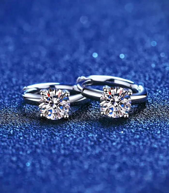 Pendientes de aro pequeños de moissanita de 1,0 quilates, pendientes de aro de diamante de laboratorio, pendientes de cartílago de plata esterlina para mujeres, niñas y adolescentes 2