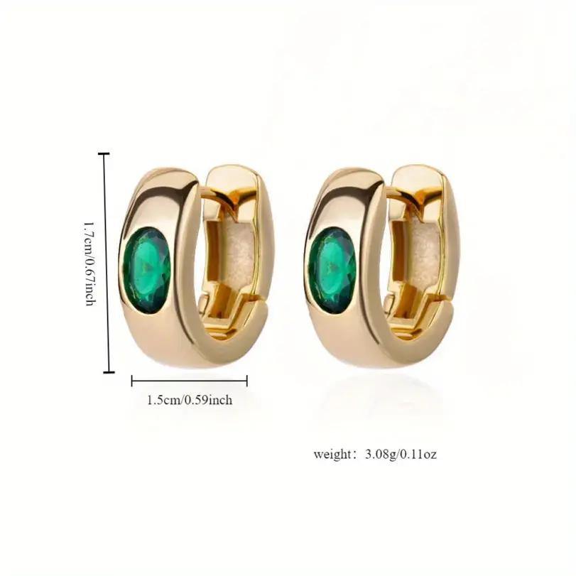 Pendientes de aro de circonia Retro para mujer, aretes perforados de acero inoxidable, pendientes de diseño de nicho simples de lujo ligeros 4