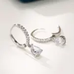 pendientes colgantes de circonia cúbica para mujer, aretes clásicos simples cuadrados/corazón/pera, estilo atemporal, joyería de eternidad de tendencia de boda 2