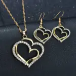 Conjunto de collar y pendientes de moda coreana, estilo doble amor, lujo ligero, exquisito, europeo y americano, transfronterizo. 6