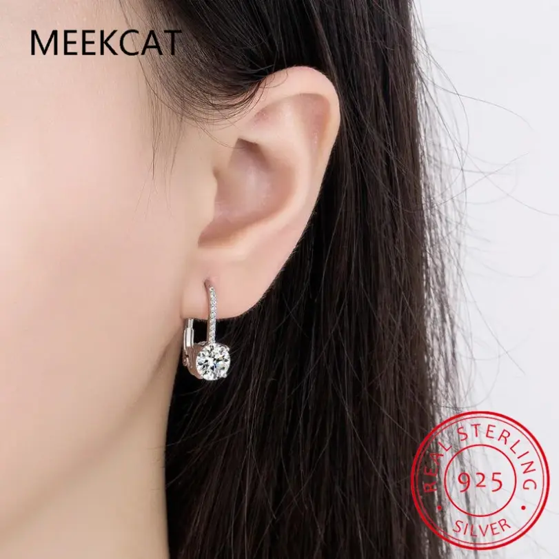Pendientes de Aro de Oro de 18K con Moissanita de 2 Quilates y Diamantes de Laboratorio de 8mm para Mujer, Joyería Original de Plata 925, Huggies 3