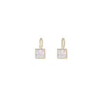 Obega-pendientes cuadrados de piedra de cristal para mujer, Material de cobre chapado en oro, piedra de cristal negro transparente, pendiente de anzuelo, joyería novedosa 6