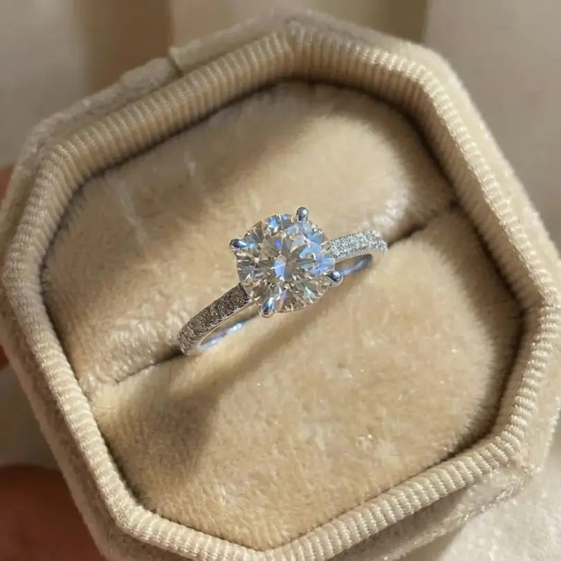 Preciosos anillos redondos de circón brillante de Plata de Ley 925 para mujer, aniversario, boda, regalo de joyería fina de lujo de alta calidad 2