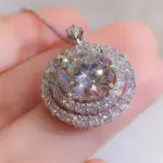 precioso collar de boda para novia, mosaico de circonia cúbica AAA, colgante redondo, accesorios elegantes para el cuello, joyería de moda 3