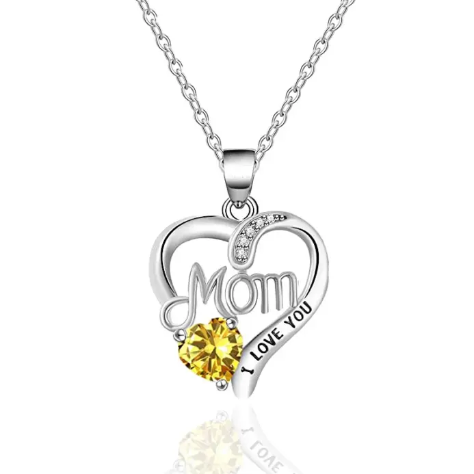 collar con colgante de corazón de Color plateado para mujer, accesorios de circonita brillante para fiesta de aniversario, joyería delicada para regalo del Día de la madre 2