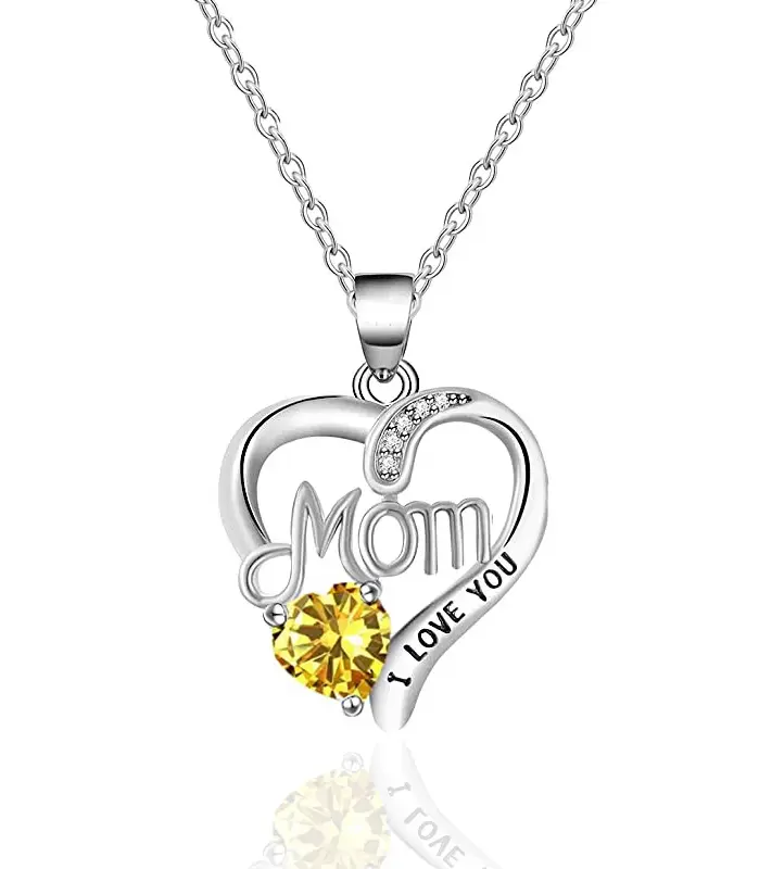 collar con colgante de corazón de Color plateado para mujer, accesorios de circonita brillante para fiesta de aniversario, joyería delicada para regalo del Día de la madre 2