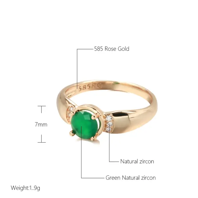 Anillos delicados de oro 585 con circonita esmeralda de corte circular para mujer, joyería dorada europea, anillos elegantes de boda, regalos para amantes 2