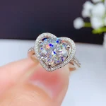 Anillo de moissanita 100% Real D VVS1, pluma de prueba de diamante de paso, tamaño ajustable, plata S925, certificado GRA, anillos de boda para mujer 4