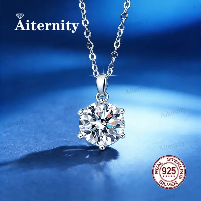 Promoción de colgantes de moissanita y circonita de 1.0 quilates, joyería de lujo para boda, collar de diamantes para novia, plata de ley 925 1