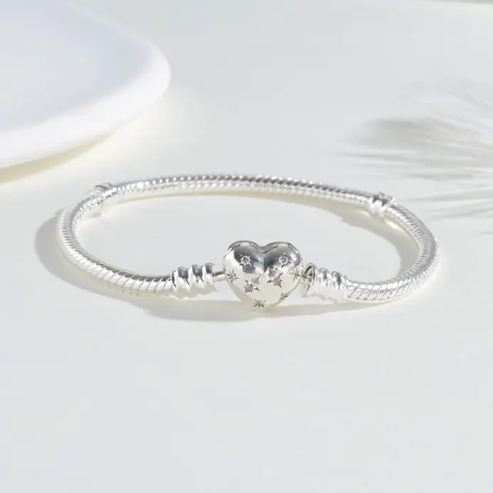 Pulsera de plata de ley 925, pulsera de amor, abalorio Original con cuentas, joyería DIY para amantes, regalos navideños para amantes de las mujeres 2