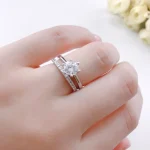 Anillos solitarios ajustables para mujer, joyería nupcial clásica de Color plata AAA + Zirconia cúbica, anillo de compromiso para boda 3