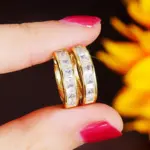 Pendientes circulares redondos de acero inoxidable chapados en Color dorado para Mujer, Pendientes de aro de circonia cúbica a la moda, Pendientes de joyería para Mujer 6