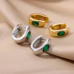 Pendientes de aro de circonia Retro para mujer, aretes perforados de acero inoxidable, pendientes de diseño de nicho simples de lujo ligeros 5