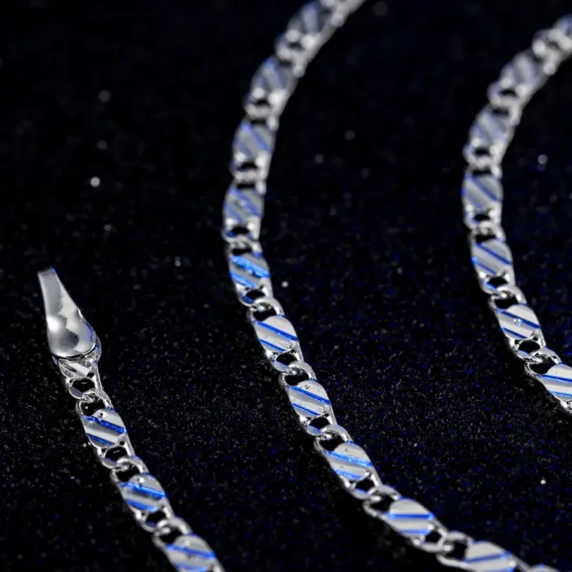 Nuevas cadenas planas finas de Plata de Ley 925 de 2MM para clavícula, collares para hombres y mujeres, joyería para fiesta y boda, regalos de Navidad de 40-75cm 4