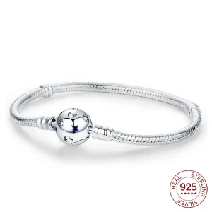 Nueva pulsera de plata 925, pulsera de cabeza redonda con diseño de sol, Luna y estrellas para dijes originales, joyería de cuentas para mujer, fabricación de joyería DIY, regalo 1