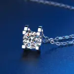 Collar con colgante de moissanita 100% auténtica, Color D, certificado GRA de 1 quilate para mujer, joyería fina de plata de ley S925 para boda y novia 4