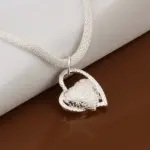 collar de plata de ley 925 con dije de corazón para boda, collar de amor para mujer, joyería de plata de 18 pulgadas de lujo Noble 3 collar de plata de ley 925 con dije de corazón para boda, collar de amor para mujer, joyería de plata de 18 pulgadas de lujo Noble 3