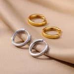 Pendientes de Aro con Circonita Cúbica para Mujer, Color Dorado de Lujo, Acero Inoxidable, Tendencia 2026, Joyería Estética para Oreja, Aretes 5