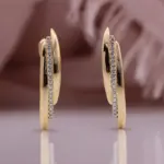 Lujosos pendientes de circón con incrustaciones de cobre, pendientes circulares para mujer, pendientes ovalados largos 2