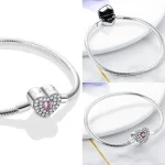 Pulseras de plata 925 originales, trébol de cuatro hojas, mariposa, corazón, pulsera compatible con abalorios DIY, joyería de moda de 17-20CM 3
