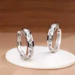pendientes de aro de diseño clásico para mujer, aretes llenos con princesa cuadrada CZ, accesorios femeninos simples y elegantes, joyería versátil 2