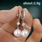 Huitan-pendientes colgantes de perlas de imitación para mujer, Color plateado, accesorios de boda simples y clásicos, joyería al por mayor 4