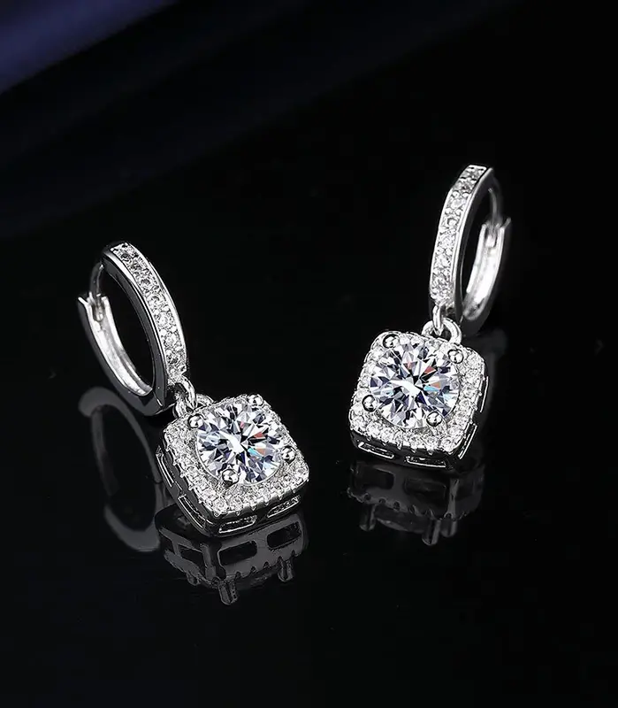 Certificados GRA 100% moissanita auténtica Plata de Ley 925 D VVS1 Pass Diamond Tester Pen pendientes de tuerca de moissanita para mujer 2