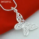 collar con colgante de mariposa de Plata de Ley 925, cadena de serpiente de 18/20/22/24/28/30 pulgadas para mujer, joyería de compromiso de boda 6