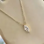 collar de estilo simple con circonita marquesa para mujer, accesorios para ceremonia de compromiso, joyería de lujo de Color dorado para boda 2