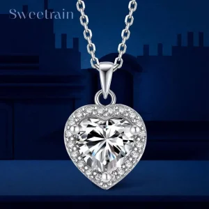 Collar de Moissanita con Corte Corazón de 1 Quilate para Mujer, Oro de 18K y Plata de Ley 925 con Certificado GRA, Joyería Sencilla para Uso Diario, Regalo 1