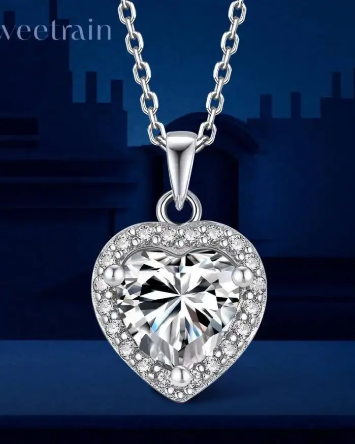 Collar de Moissanita con Corte Corazón de 1 Quilate para Mujer, Oro de 18K y Plata de Ley 925 con Certificado GRA, Joyería Sencilla para Uso Diario, Regalo 1
