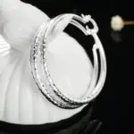 Pendientes de aro de Plata de Ley 925 para mujer, aretes circulares de 5CM, joyería bonita a la moda para fiesta de boda, regalos de vacaciones 3