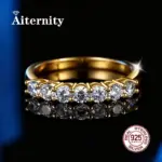 Anillo de moissanita de prueba de diamante y anillos Unisex de circón, anillo de plata 100% Real S925 para hombres y mujeres, brillante de lujo D VVS1 2