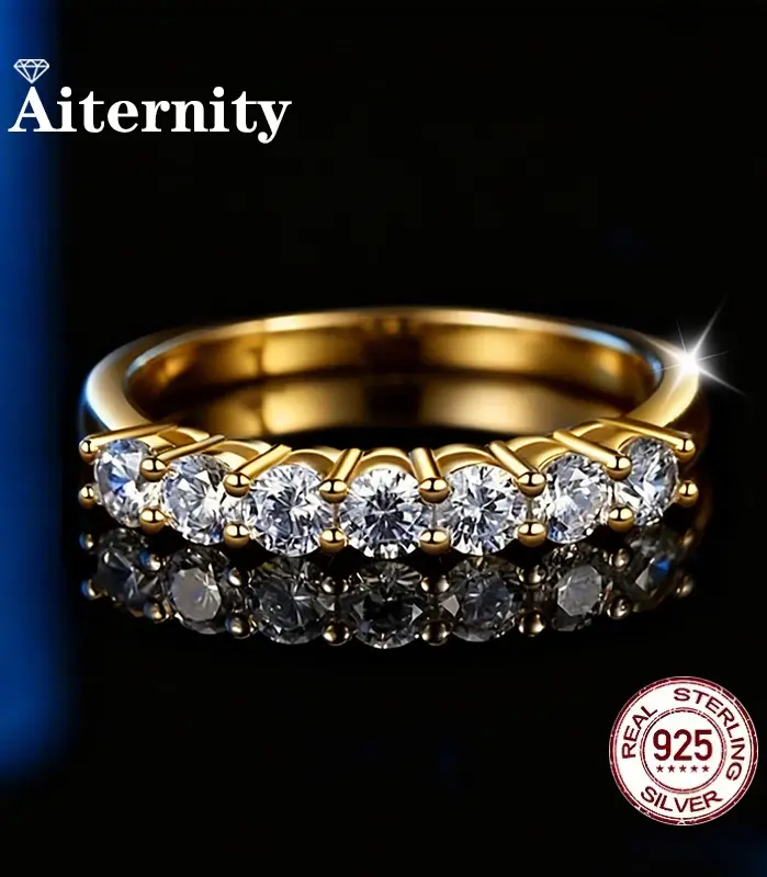 Anillo de moissanita de prueba de diamante y anillos Unisex de circón, anillo de plata 100% Real S925 para hombres y mujeres, brillante de lujo D VVS1 2
