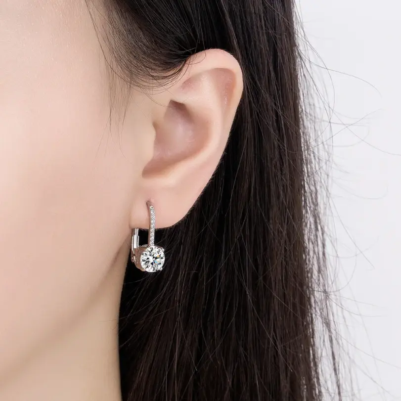 Sello brillante de lujo para mujer, pendientes de plata de ley 925 chapados en oro con incrustaciones de Boutique, pendientes de gota de gancho de circón blanco, regalo 5