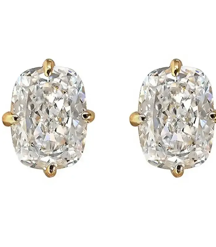 pendientes de tuerca para mujer, Color dorado con incrustaciones de circonita blanca grande, estilo Simple, accesorios diarios para fiesta, joyería de boda versátil a la moda 1