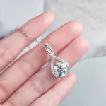 collar con colgante para mujer, Circonia cúbica brillante con incrustaciones, Color plateado/dorado, accesorios de moda diarios para fiesta de boda 2