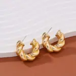Pendientes de aro de piedra de cristal de Color dorado, forma de Metal retorcido, chapado en plata, nuevos pendientes de moda para mujer, joyería de fiesta, regalo de cumpleaños 5