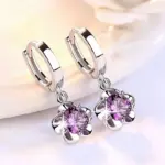 Pendientes de plata 925 con circonita para mujer, aretes simples de flor de ciruelo, aros y pendientes elegantes, regalo, 2 uds. 2