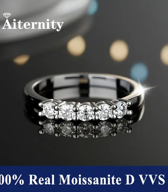 Anillo de compromiso clásico con forma de V, 100% Plata de Ley 925, Color VVS1 D, corte redondo, piedra preciosa de moissanita auténtica, joyería fina con GRA 2
