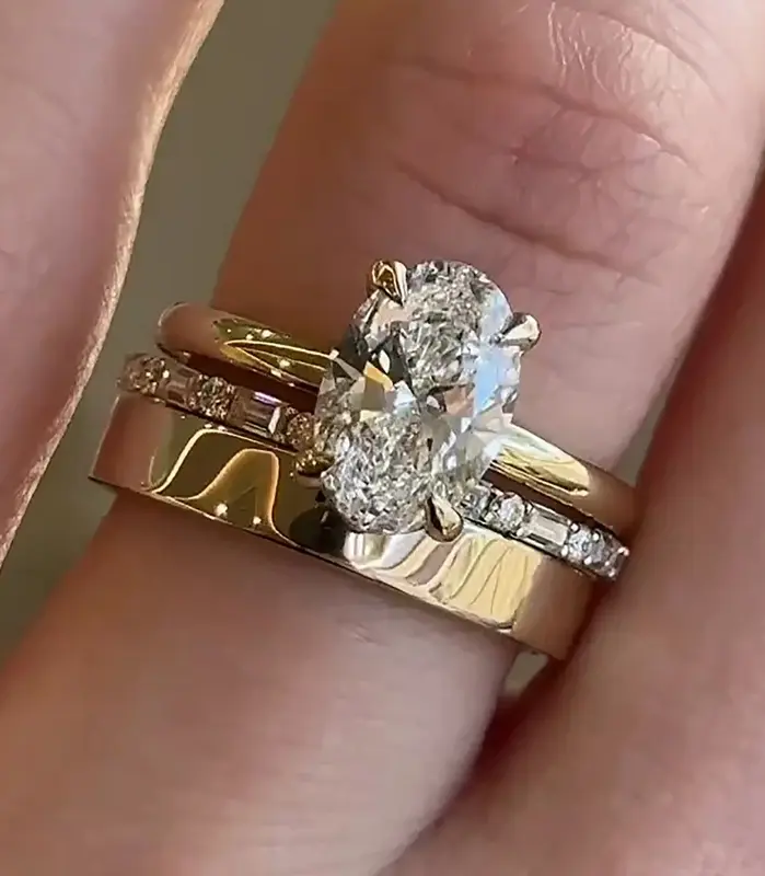3 unids/set anillos ovalados de circonia cúbica para mujer, moda de lujo, ropa desmontable, joyería para mujer, accesorios de banda de boda nupcial 1