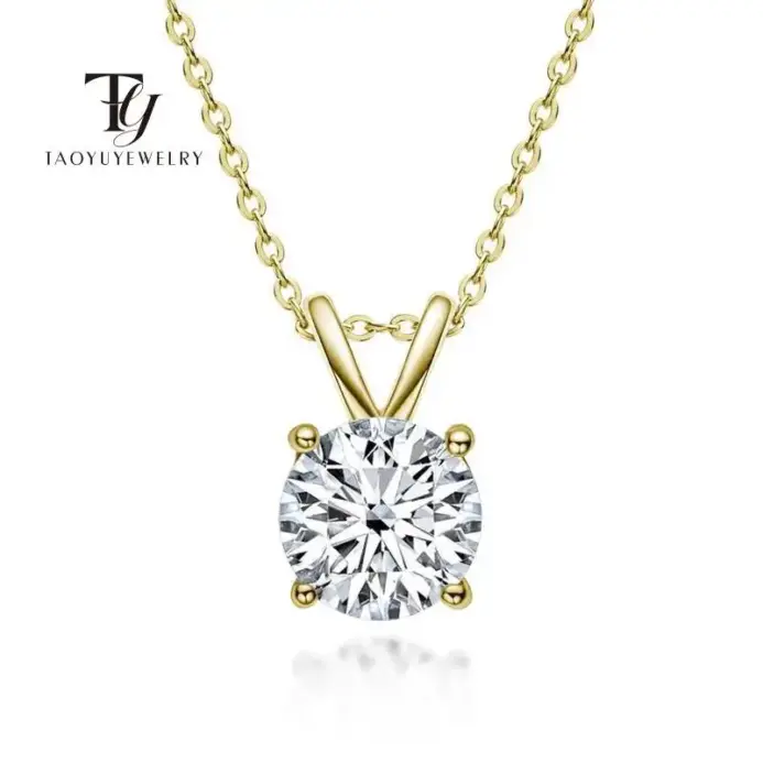 TY Plata de Ley 925, moissanita de 1-5 quilates para mujer, plata esterlina chapada en plata, Color D, collar de compromiso para boda, joyería fina 1