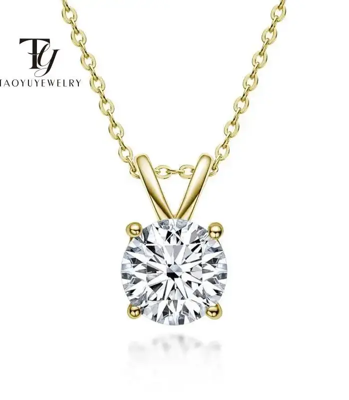 TY Plata de Ley 925, moissanita de 1-5 quilates para mujer, plata esterlina chapada en plata, Color D, collar de compromiso para boda, joyería fina 1