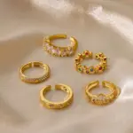 Anillos de corazón geométricos de circón para mujer, anillo de boda de Color dorado de acero inoxidable, joyería estética de lujo, regalo para pareja 2025 2