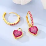 Pendientes de Plata de Ley 925, Pendientes Brillantes en Forma de Corazón, Pendientes de Aro Colgantes para Mujer, Joyería Fina, Regalos para Bodas y Fiestas 5