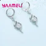 Juegos de joyas para mujer, dijes de Plata de Ley 925, colgante de Color, collar, pendiente de aro, Collares clásicos de moda, regalo de boda 3