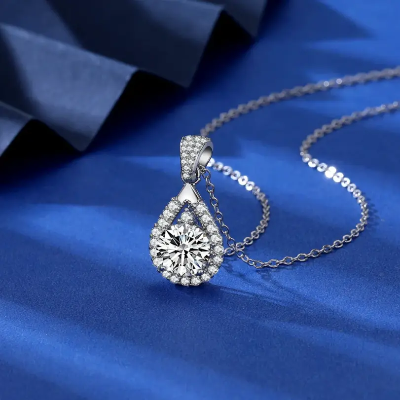 Nuevo collar de plata de ley 925, colgante exquisito de moissanita de 3 quilates para mujer, joyería de boda Noble a la moda, regalos de fiesta 3