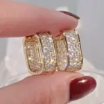 pendientes de aro ostentosos de circonia cúbica para mujer, aretes de lujo de Color dorado/plateado, joyería para mujer, envío directo 3
