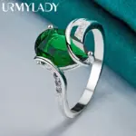 Plata de Ley 925 Gota de Agua Turquesa 7-10 # Anillo para mujer, joyería de moda de compromiso con dije de boda 6